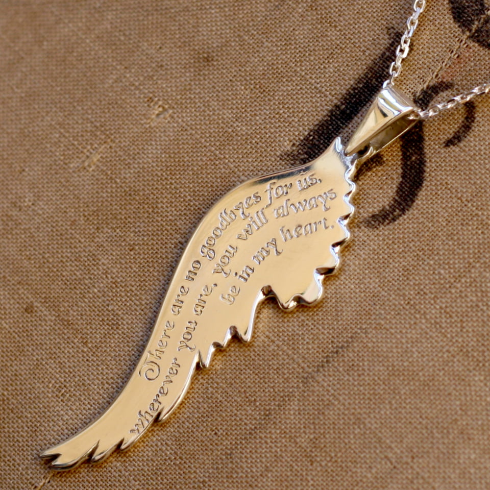 Handmade Sterling Silver Personalised Angel Wing Necklace