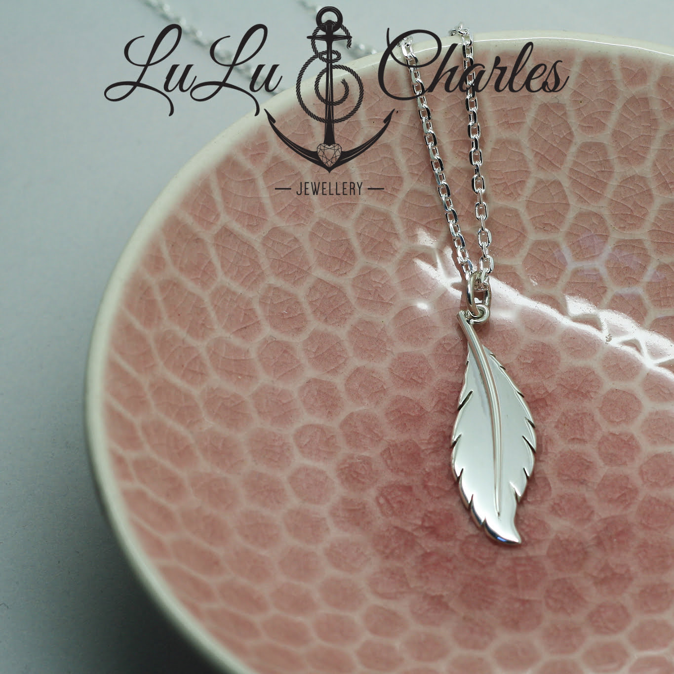 Handmade Feather Necklace in Sterling Silver & 9ct Gold