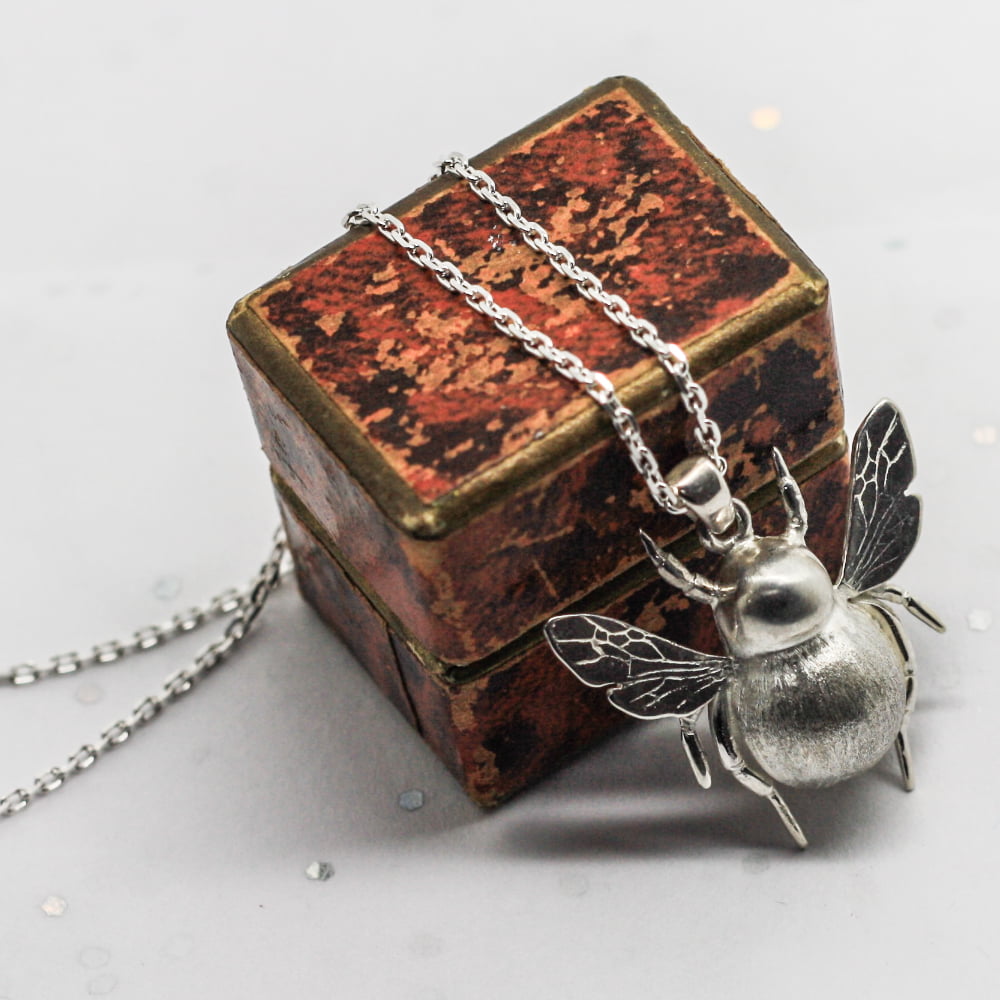 Large Handmade Sterling Silver Bumble Bee Pendant