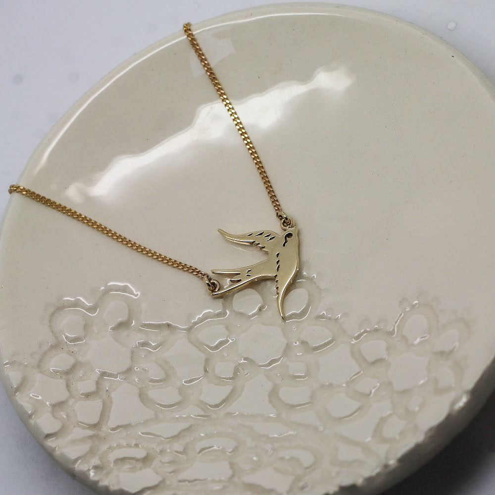 9ct Gold Handmade Swallow Necklace