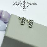 Rectangle Leopard Print Stud Earrings, Handmade in Sterling Silver